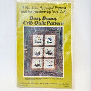 Busy Bunny Crib‎ Quilt Pattern Yours Truly Vintage 70s Machine Applique